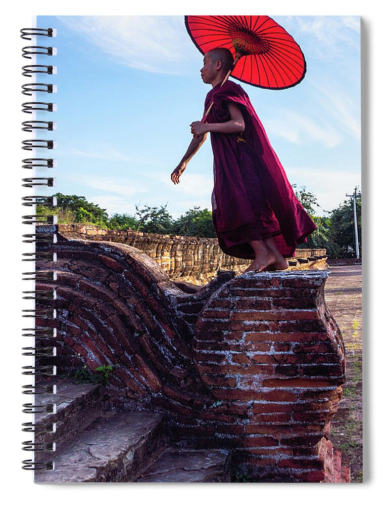 Boy Spiral Notebook featuring the photograph Young Novice Monk by Ann Moore