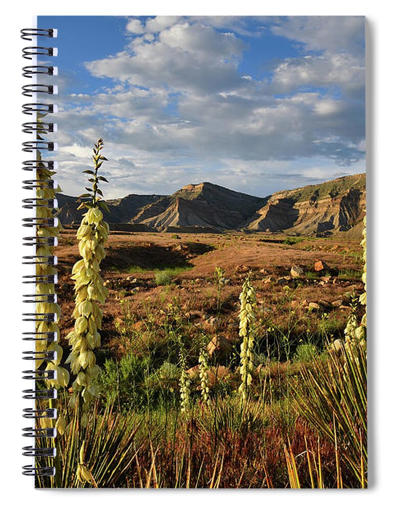 Book Cliffs Spiral Notebook featuring the photograph Yuccas Bloom in Book Cliffs Desert by Ray Mathis