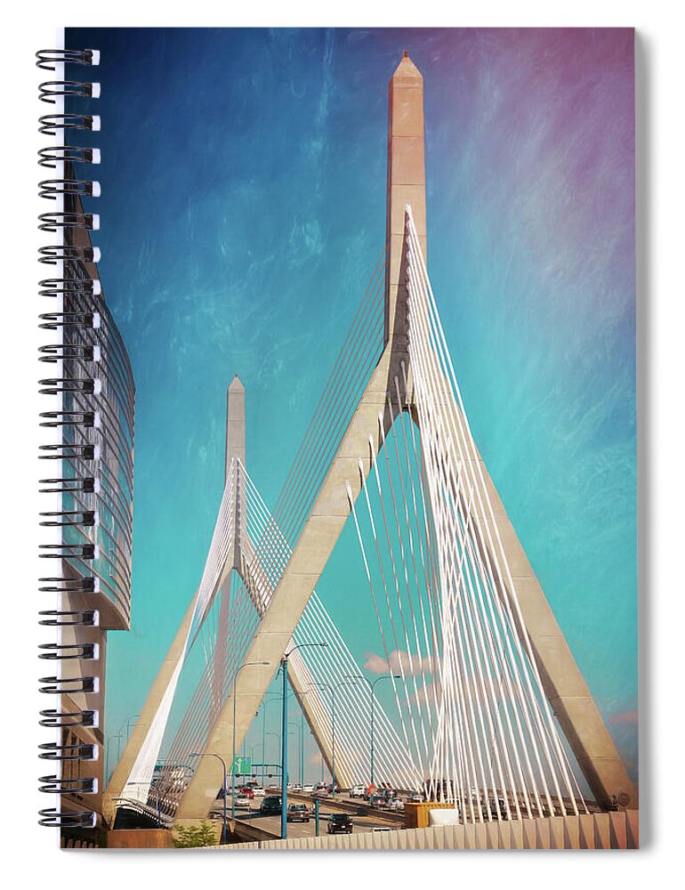 Boston Spiral Notebook featuring the photograph Zakim Bridge Boston Massachusetts by Carol Japp