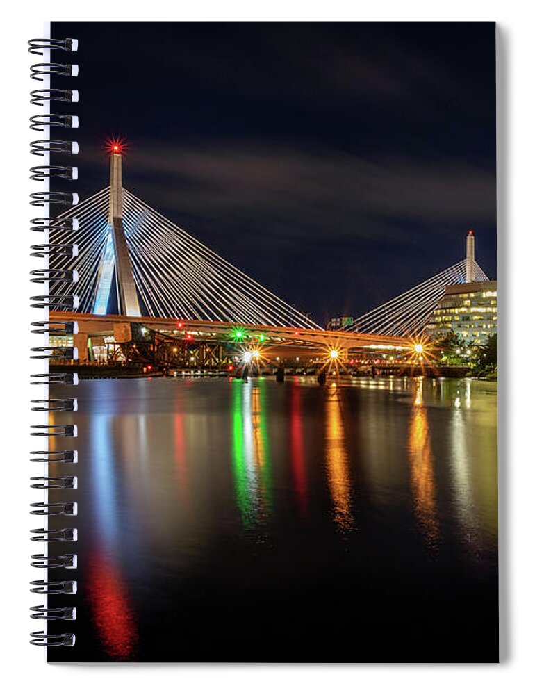 Boston Spiral Notebook featuring the photograph Zakim Bridge Reflections by Kristen Wilkinson