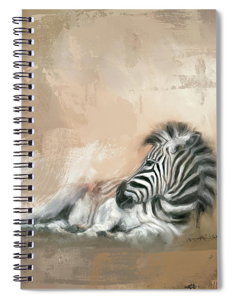 Colorful Spiral Notebook featuring the painting Zebra At Rest by Jai Johnson