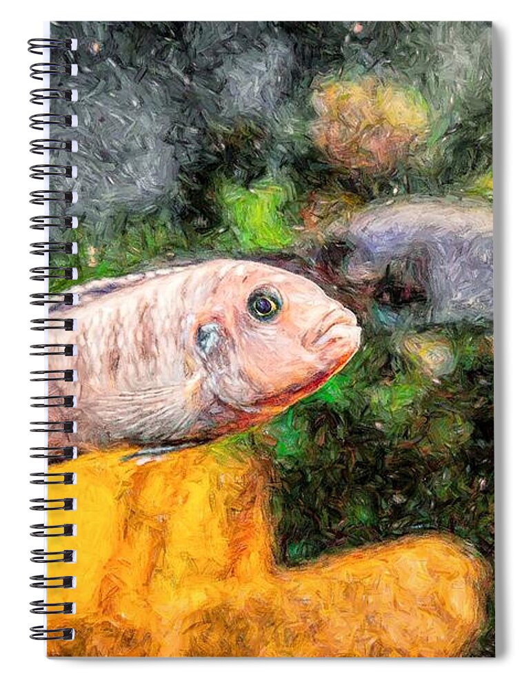 African Cichlid Spiral Notebook featuring the digital art Zebra Cichlid Toned by Don Northup