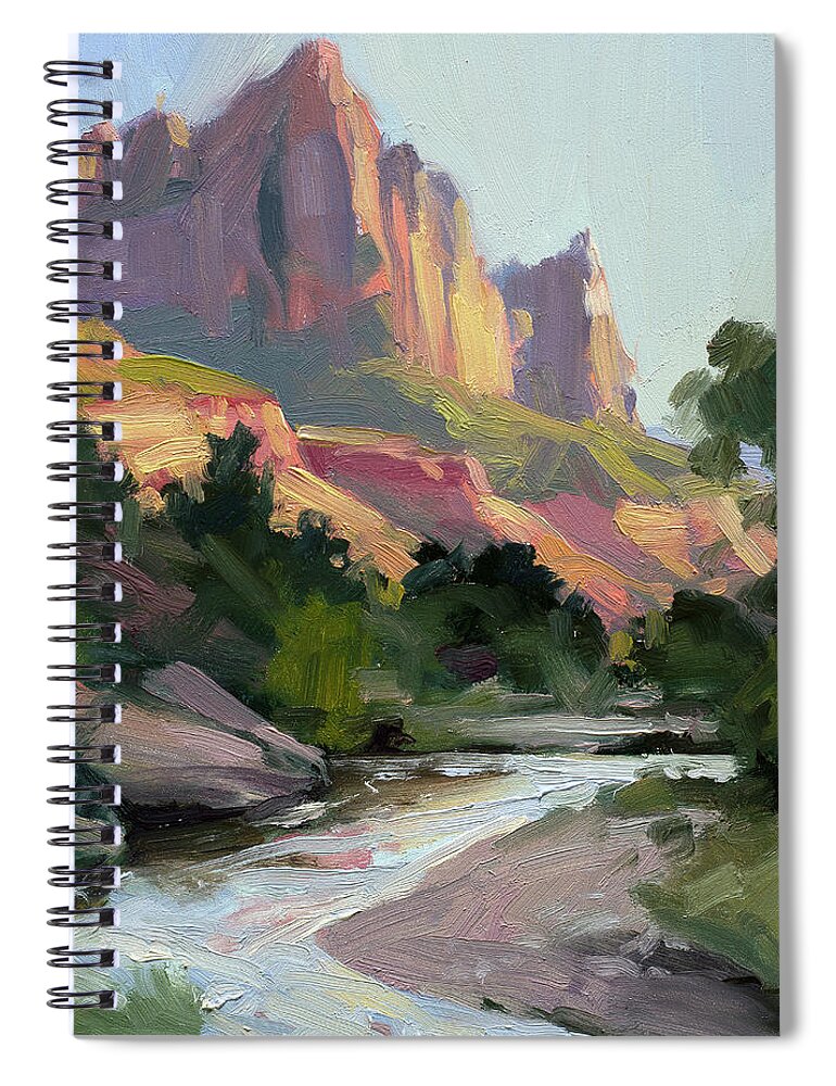Zion Spiral Notebook featuring the painting Zion's Watchman by Steve Henderson
