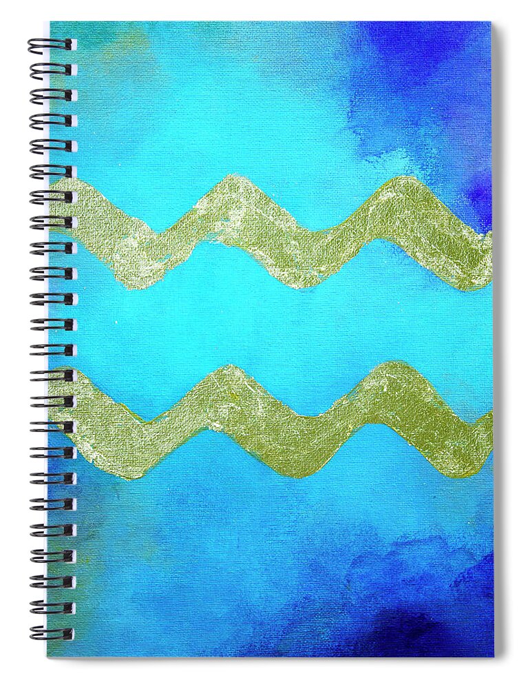 Acrylic Spiral Notebook featuring the painting Zodiac Aquarius by Linh Nguyen-Ng
