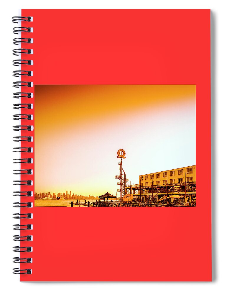 Summer Sunset Lonsdale Quay North Shore Vancouver Canada Spiral Notebook featuring the photograph Summer Sunset North Shore Vancouver 0042-100 by Amyn Nasser