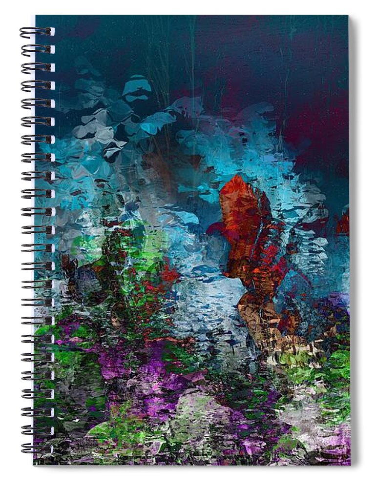 Fine Art Spiral Notebook featuring the digital art 0221floral3 by David Lane