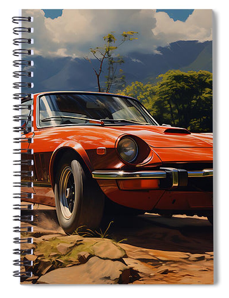 1980 Mazda Rx 7 Stunning Latin America Country Art Spiral Notebook featuring the painting 1980 Mazda RX 7 stunning Latin America country by Asar Studios by Celestial Images