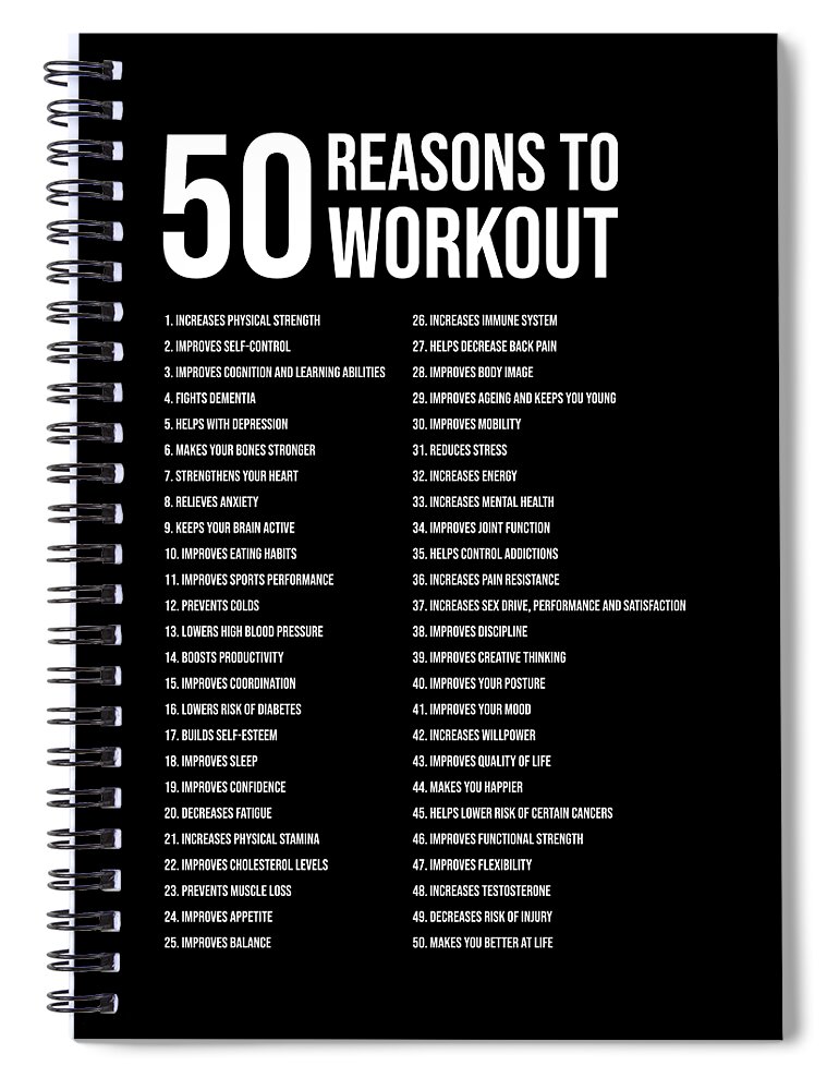 50 Reasons To Workout #1 Spiral Notebook by Matthew Chan - Fine Art America
