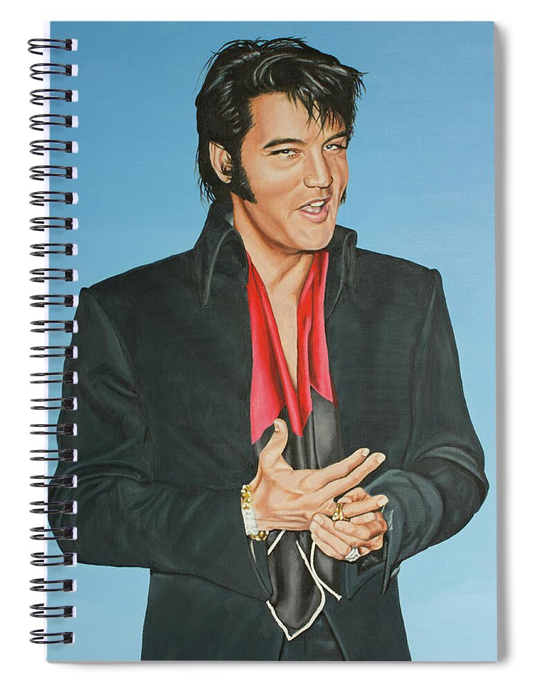 Elvis Spiral Notebook featuring the painting '69 Press Conference #1 by Rob De Vries