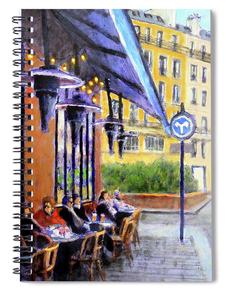Cafe Spiral Notebook featuring the painting A Chilly Day by David Zimmerman