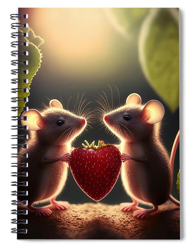 A Couple Of Love Mices Spiral Notebook featuring the mixed media A Couple of Love Mices 3 #1 by Lilia S