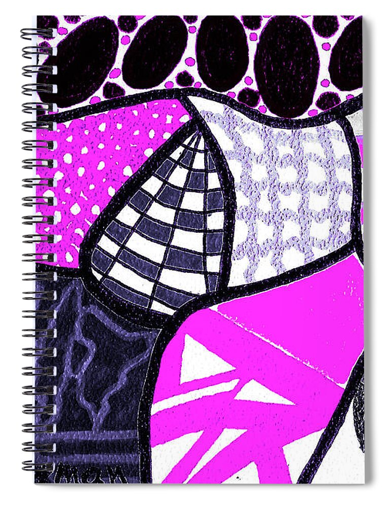 Original Drawing Spiral Notebook featuring the drawing Abstract Imagination #1 by Susan Schanerman