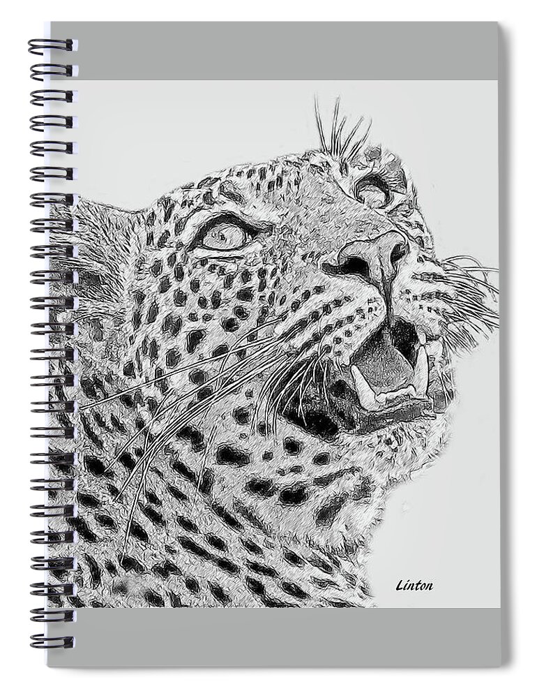 African Wildlife Art Spiral Notebook featuring the digital art African Leopard Portrait #1 by Larry Linton
