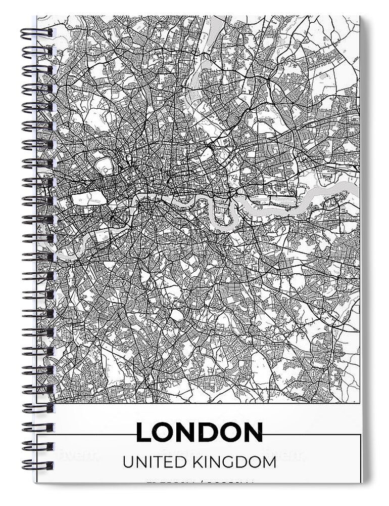 Oil On Canvas Spiral Notebook featuring the digital art Artistic map of London by Ahmet Asar #1 by Celestial Images