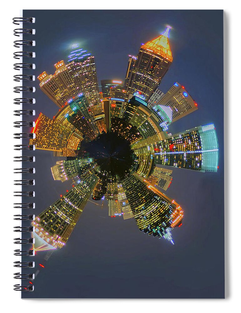 View Spiral Notebook featuring the photograph Atlanta Skyline Mini Planet #1 by Alex Grichenko