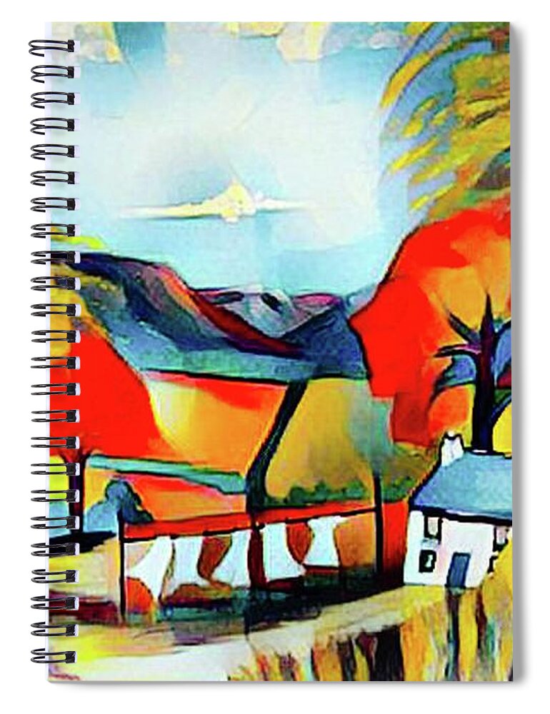 Wales Spiral Notebook featuring the mixed media Autumn in the Swansea Valley #1 by Rusty Gladdish