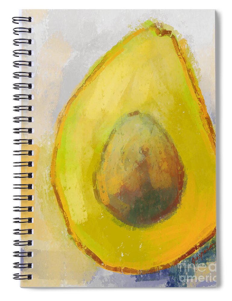 Green Avocado Spiral Notebook featuring the digital art Avocado Modern Art Kitchen Decor #2 by Patricia Awapara