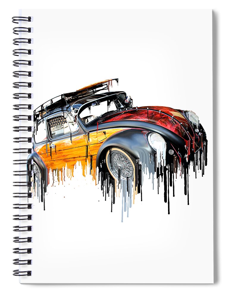 Awesome VDub Beetle Liquid Metal Art #2 Spiral Notebook by Forty and Deuce  - Fine Art America