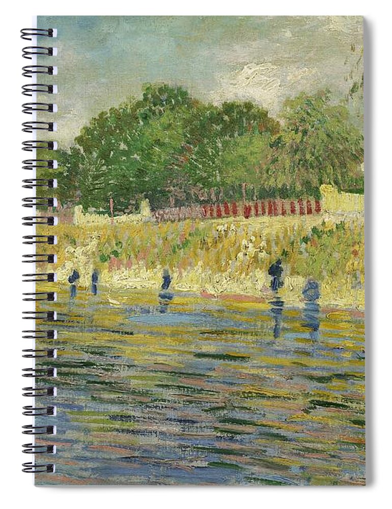  Spiral Notebook featuring the painting Bank of the Seine #1 by Vincent van Gogh