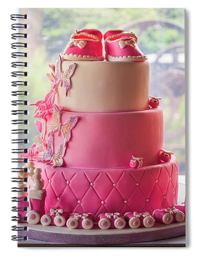 Baptism Daughter Baby Girl Communion Party Pink Cake Event #1 Spiral  Notebook by Luca Lorenzelli - Pixels