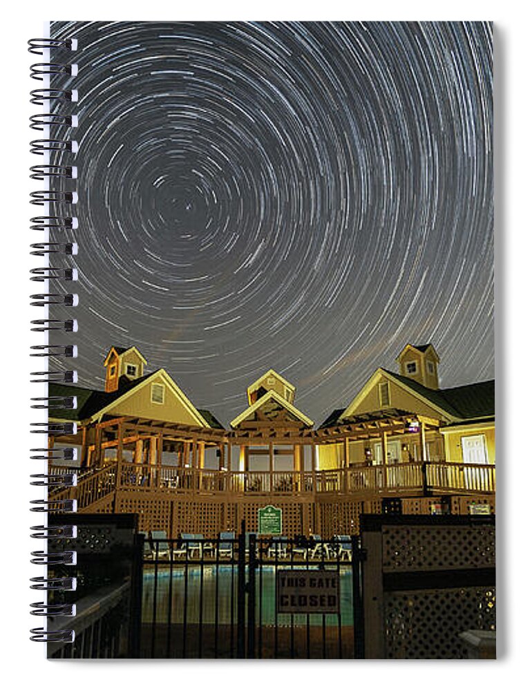 Beachclub Spiral Notebook featuring the photograph Beach Club Star Trails #1 by Nick Noble