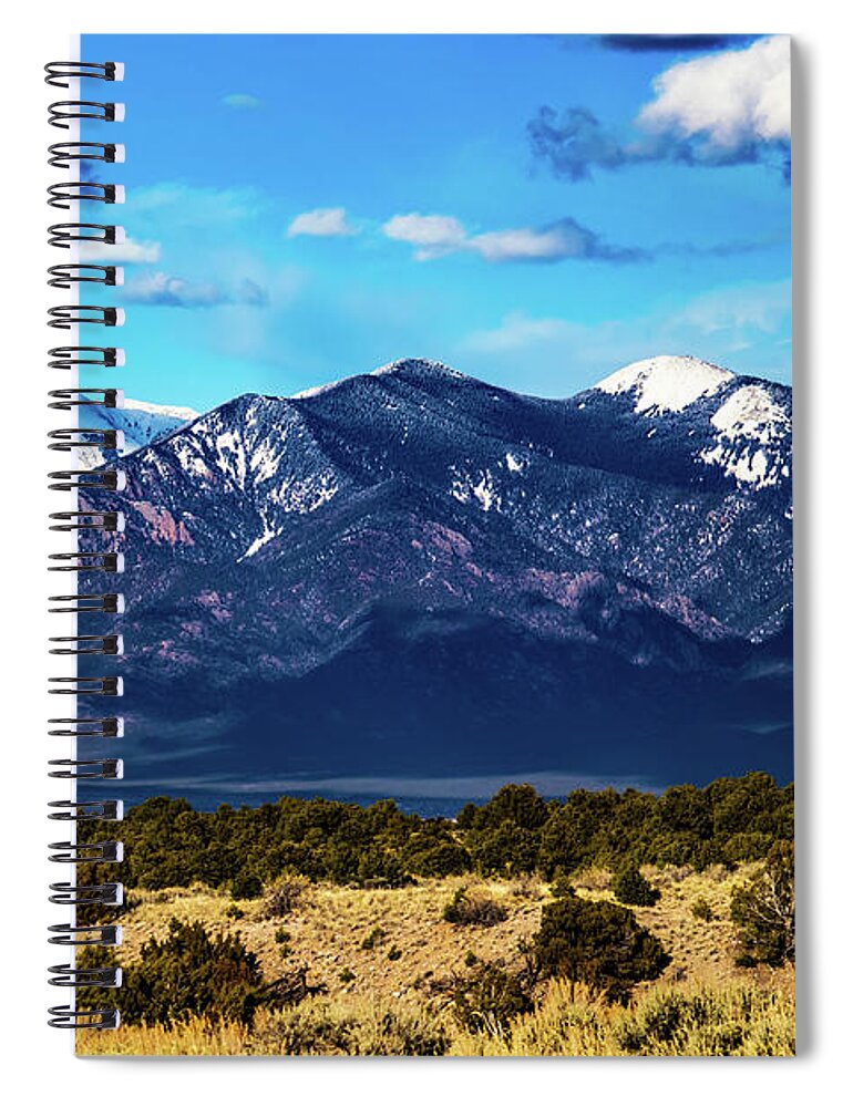 Taos Spiral Notebook featuring the photograph Beautiful Snow Covered Taos Mountains by Elijah Rael