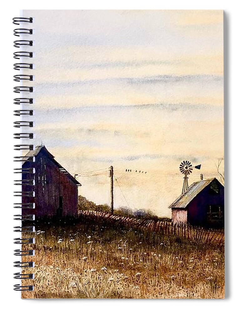 Barns Spiral Notebook featuring the painting Behind The Barns #1 by John Glass