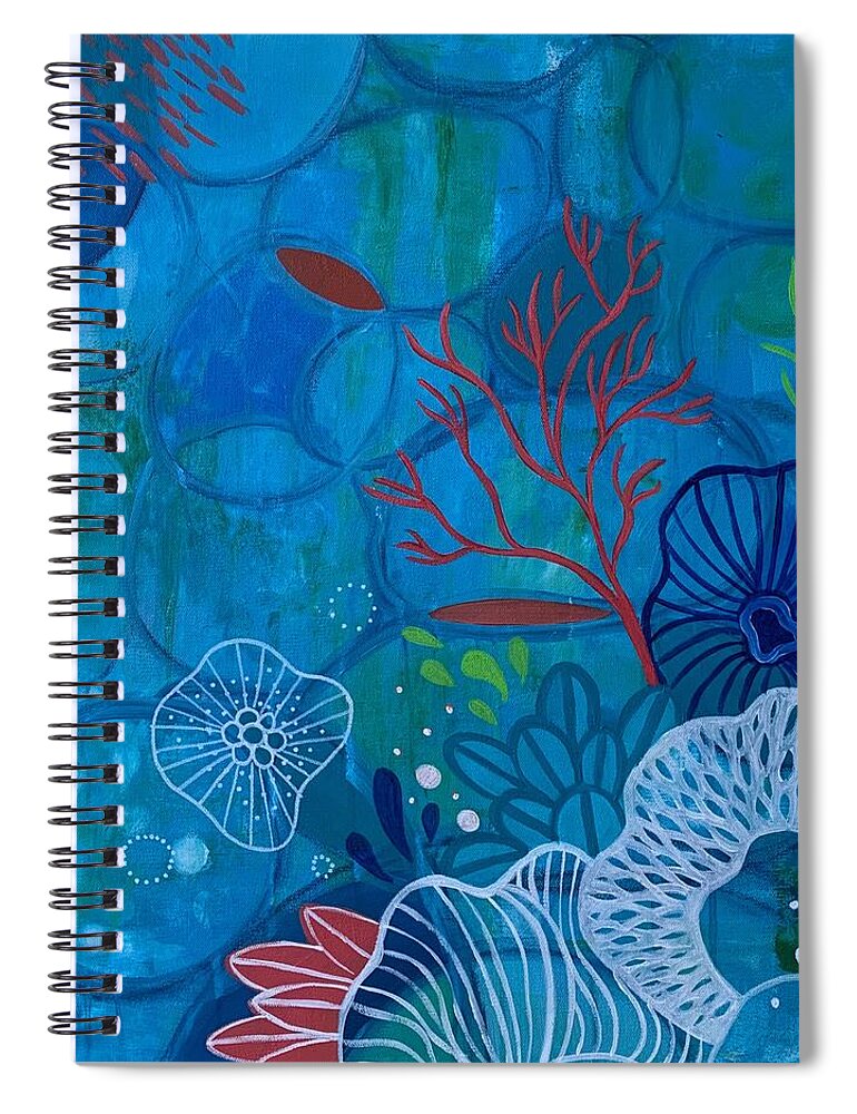 Ocean Spiral Notebook featuring the painting Beyond the sea #1 by Monica Martin