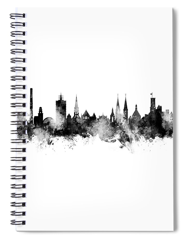 Bielefeld Spiral Notebook featuring the digital art Bielefeld Germany Skyline #1 by Michael Tompsett