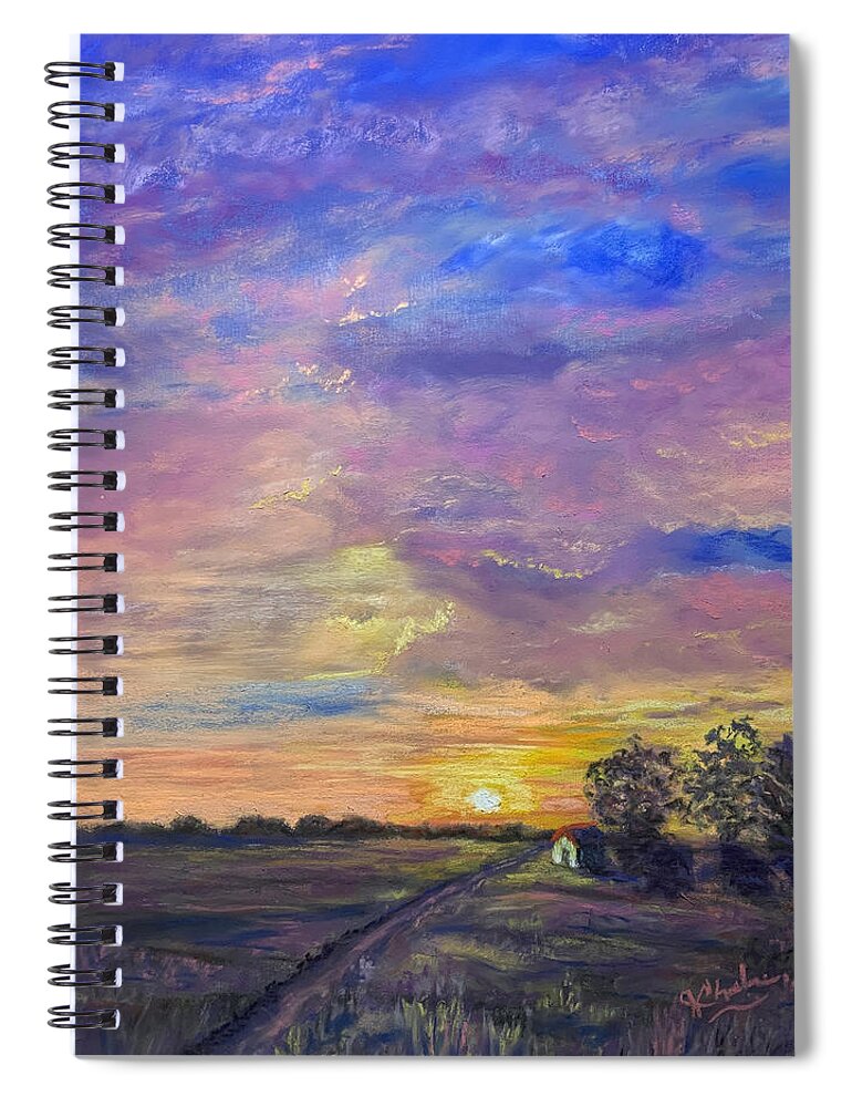 Landscape Spiral Notebook featuring the painting Big Sky #1 by Jan Chesler