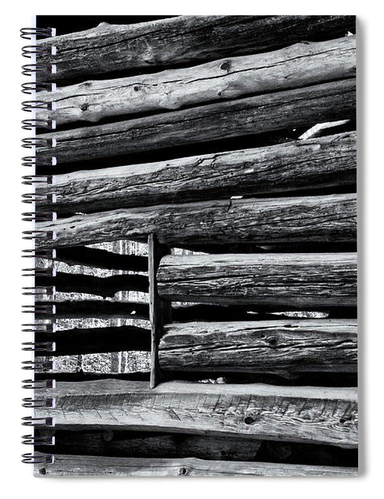 Cades Cove Spiral Notebook featuring the digital art Black and White Cabin #1 by Phil Perkins