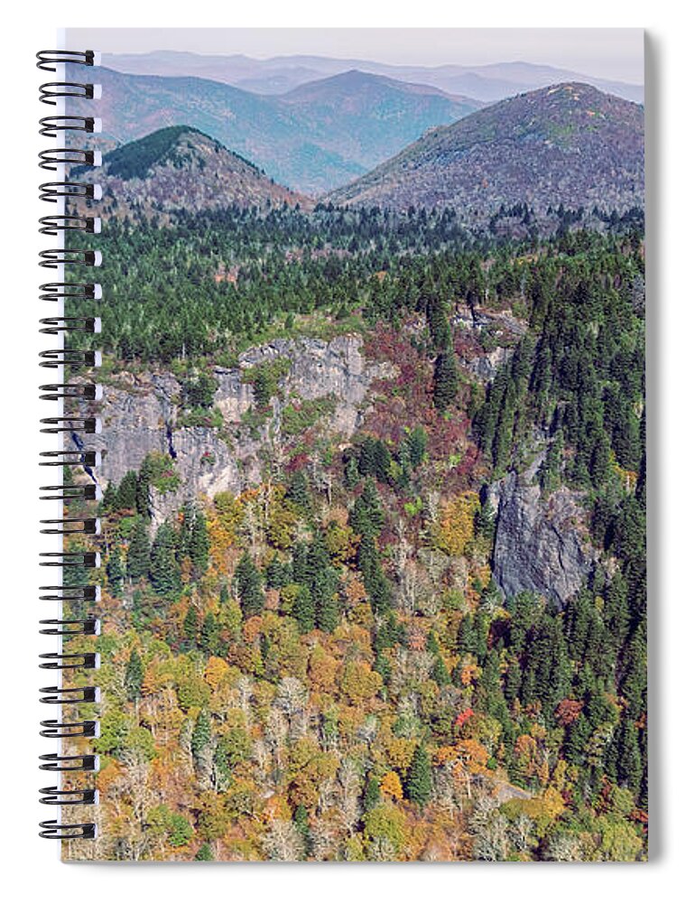 Blue Ridge Parkway Spiral Notebook featuring the photograph Blue Ridge Parkway Aerial View with Autumn Colors #3 by David Oppenheimer