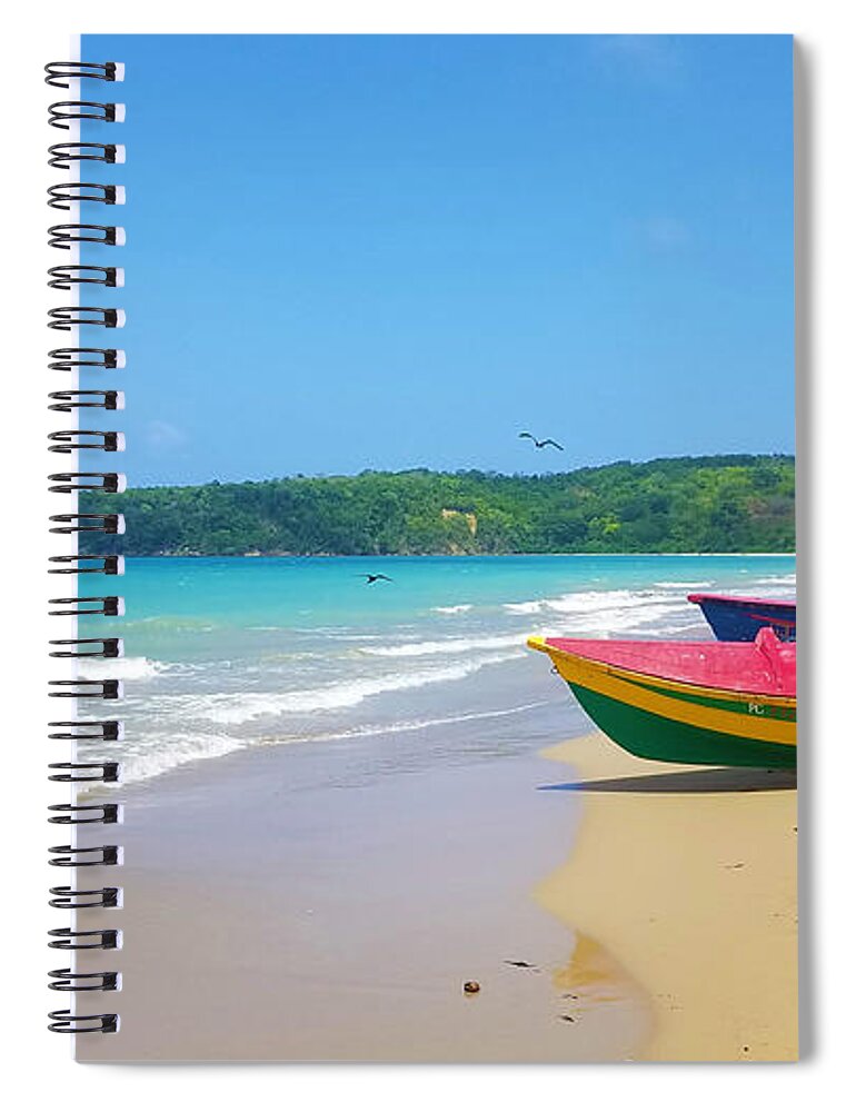 Boats On The Pagee Spiral Notebook featuring the photograph Boats on the Pagee 3 by Aldane Wynter