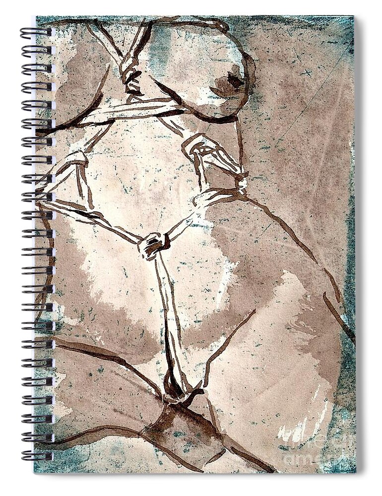 Nude Spiral Notebook featuring the drawing Bound by M Bellavia