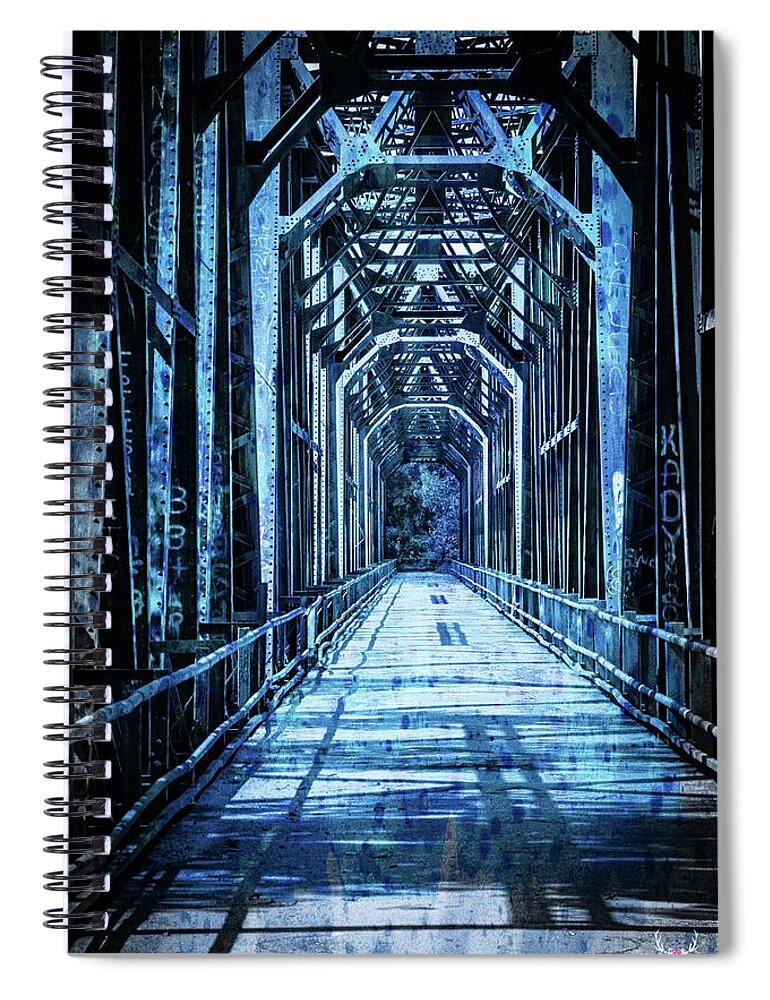 Historic Spiral Notebook featuring the photograph Bridge in Blue #1 by Pam Rendall