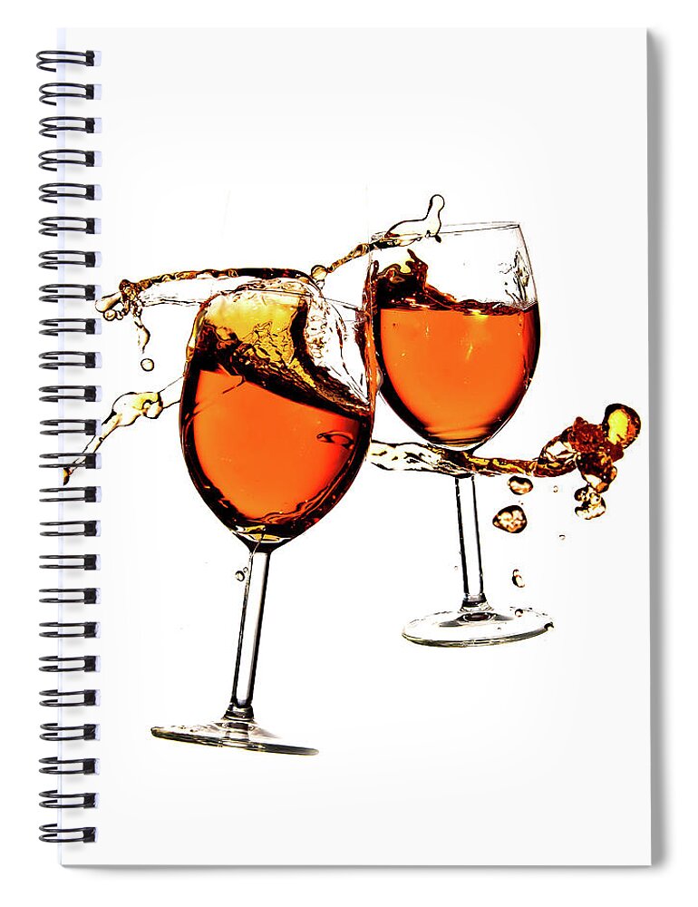 Damaged Spiral Notebook featuring the photograph Broken wine glasses with wine splashes on a white background by Michalakis Ppalis