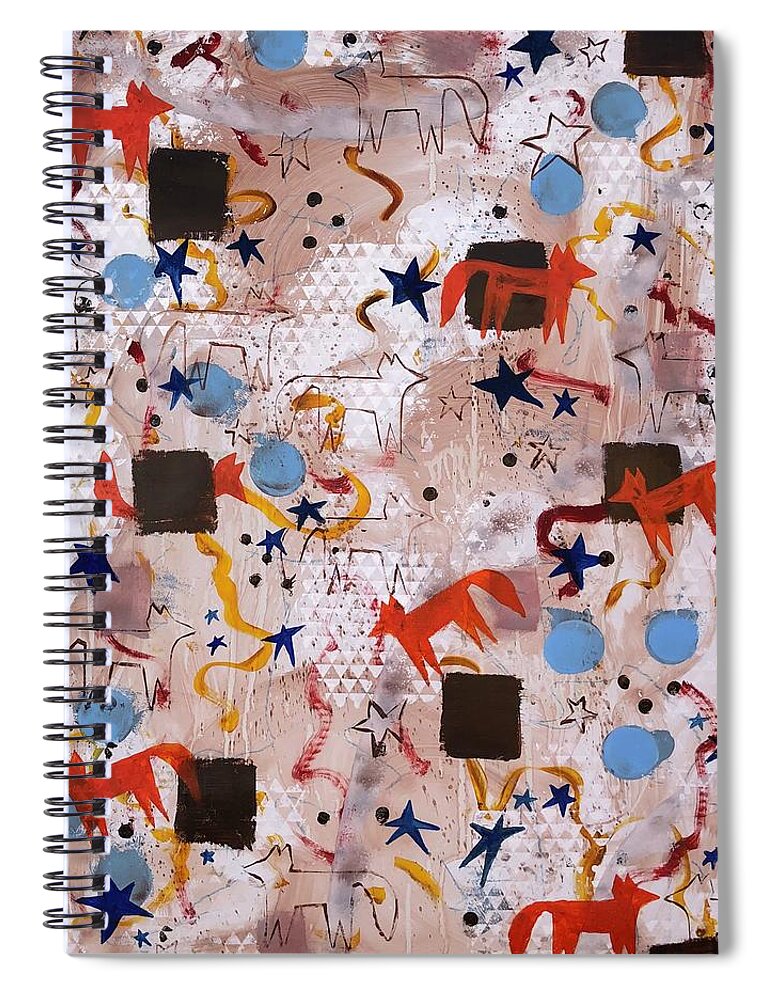 Foxes Spiral Notebook featuring the painting Brother Fox by Cyndie Katz