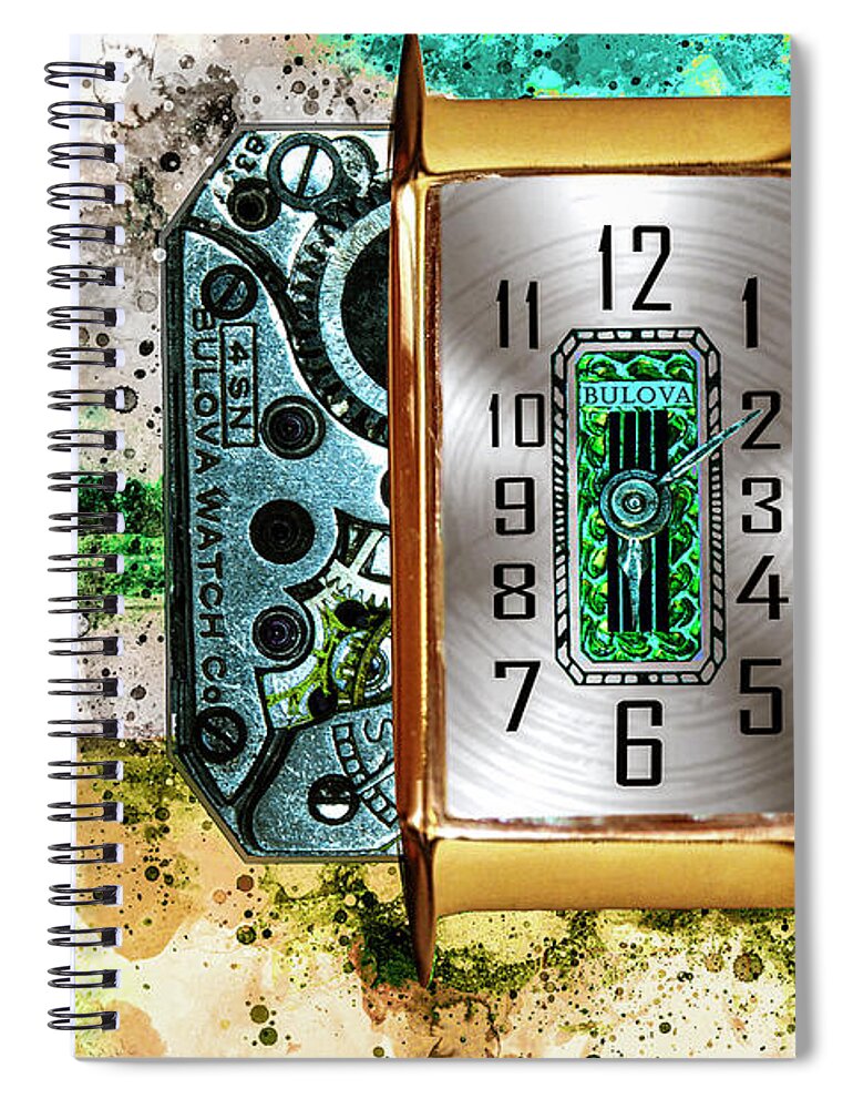 Vintage Spiral Notebook featuring the digital art Bulova 4sn 17 Jewel by Anthony Ellis