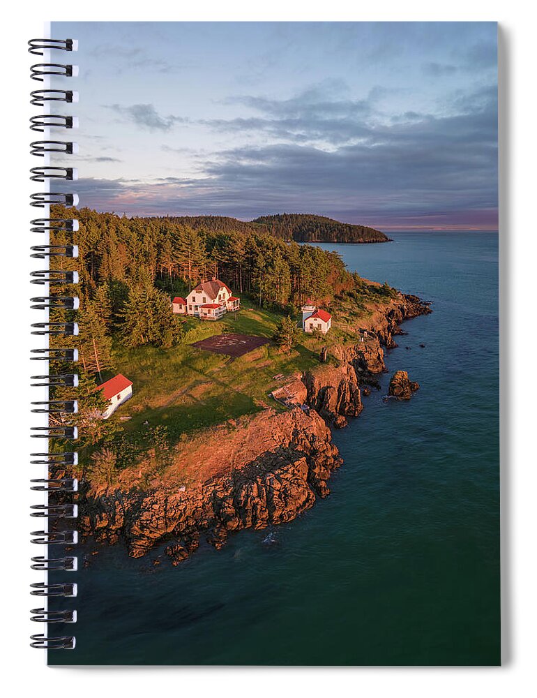 Lighthouse Spiral Notebook featuring the photograph Burrows Island Sunset 2 by Michael Rauwolf