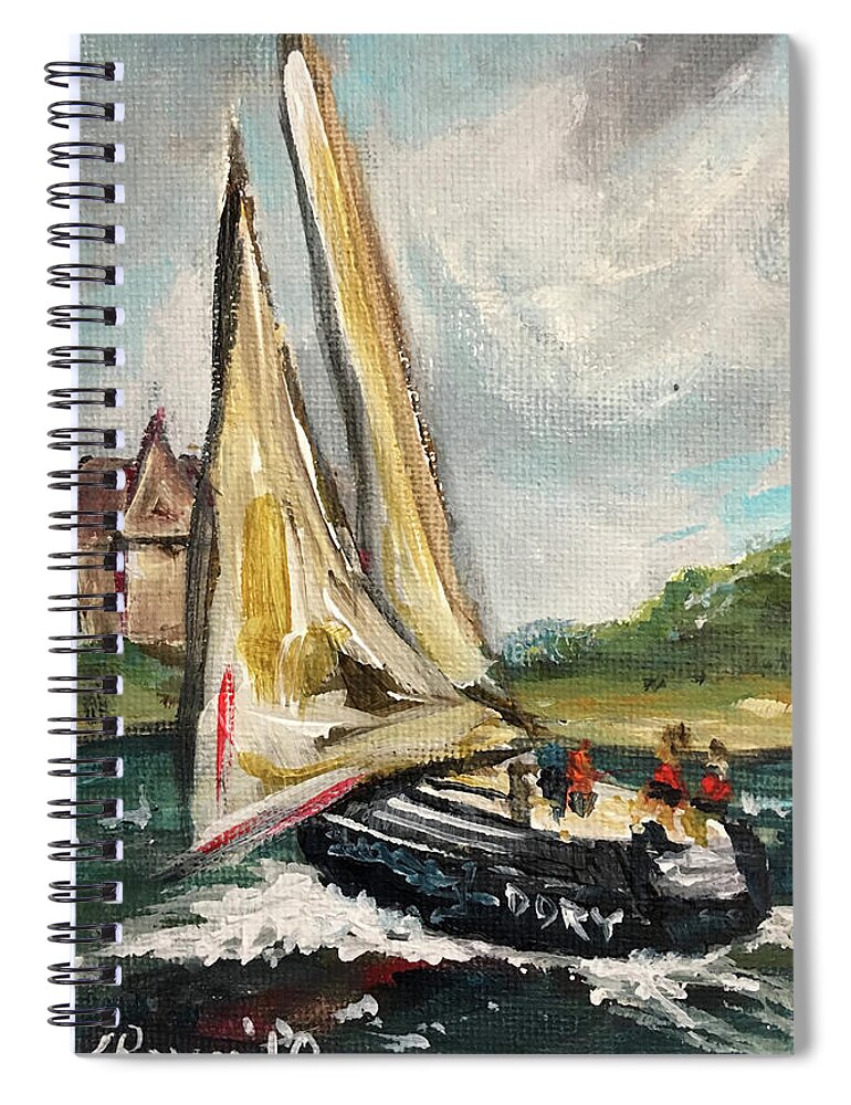 Cape Cod Spiral Notebook featuring the painting Cape Sailing by Roxy Rich