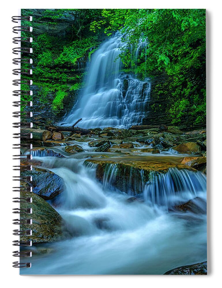 Cathedral Falls Spiral Notebook featuring the photograph Cathedral Falls in Morning Shade #1 by Thomas R Fletcher
