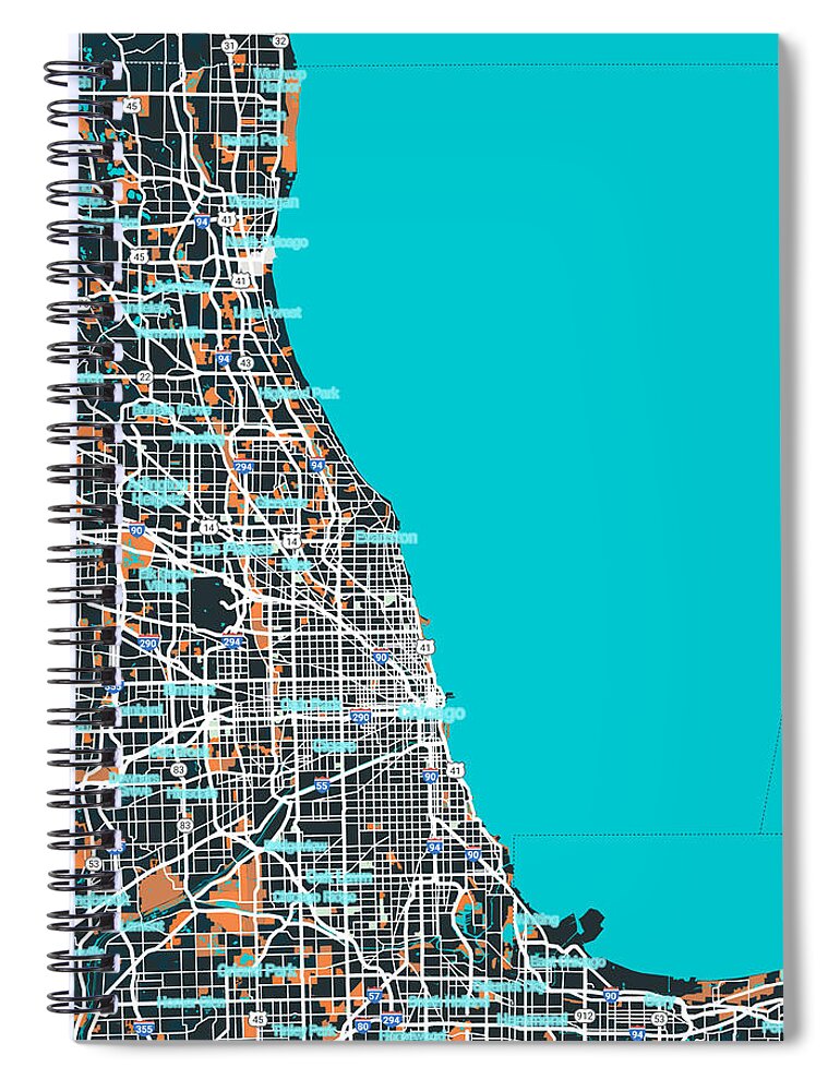Oil On Canvas Spiral Notebook featuring the digital art Chicago #1 by Celestial Images