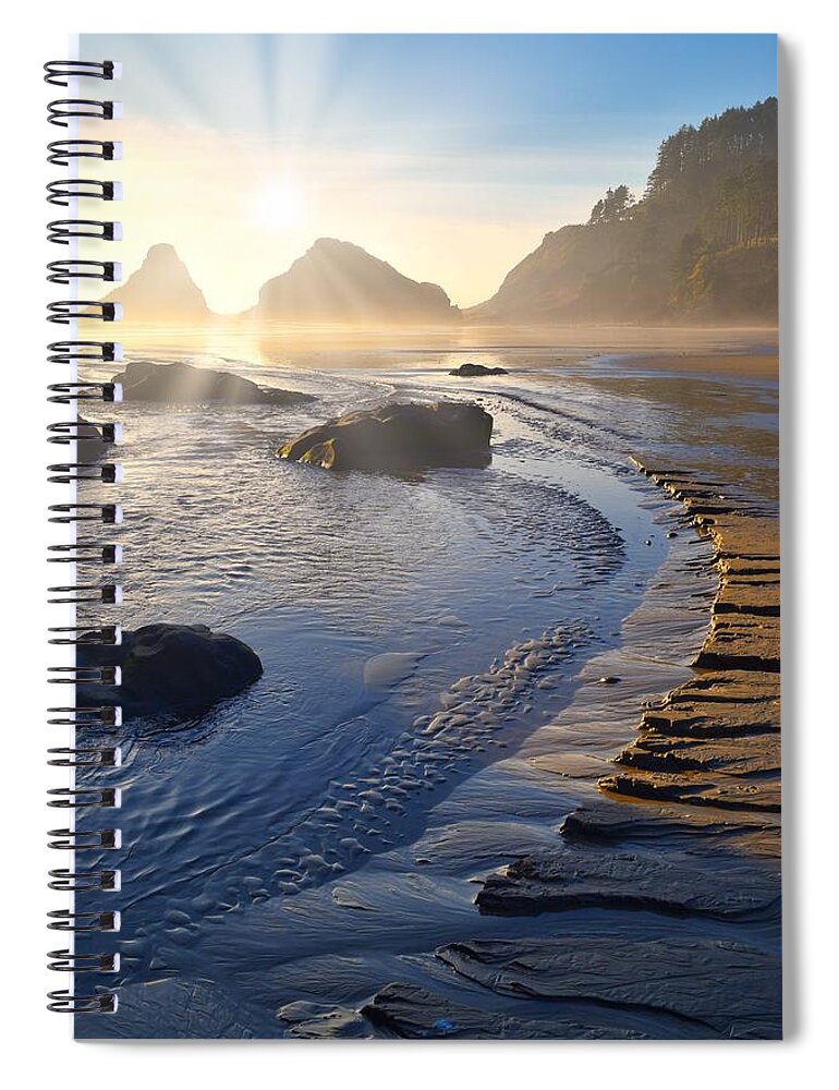Heceta Head Spiral Notebook featuring the photograph Chiseled Beach #1 by Bonnie Bruno