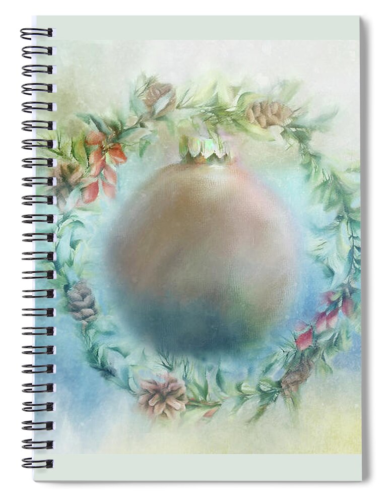 Photography. Photopainting Spiral Notebook featuring the digital art Christmas Wreath by Terry Davis