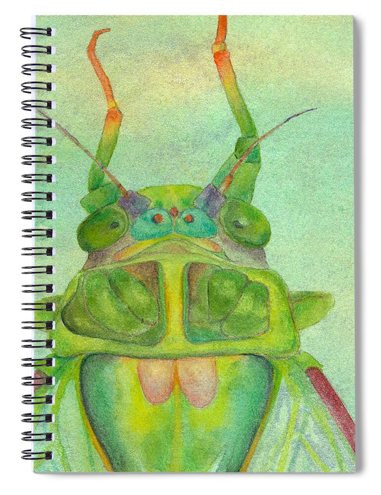 Cicada Spiral Notebook featuring the painting Portrait of Cicada by Marie Stone