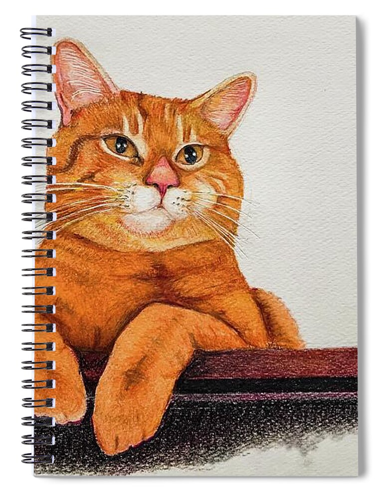 Cat Spiral Notebook featuring the drawing Contemplation #1 by Tim Ernst