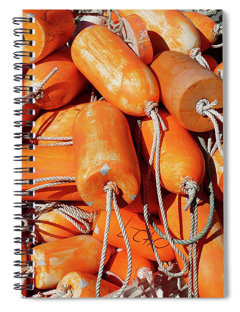 Coast Spiral Notebook featuring the photograph Crab traps and orange floats #1 by Steve Estvanik