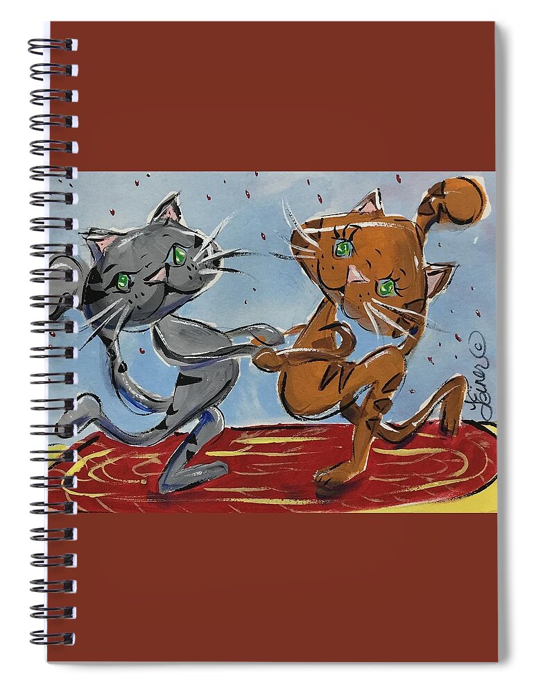 Cats Spiral Notebook featuring the painting Cut A Rug #1 by Terri Einer