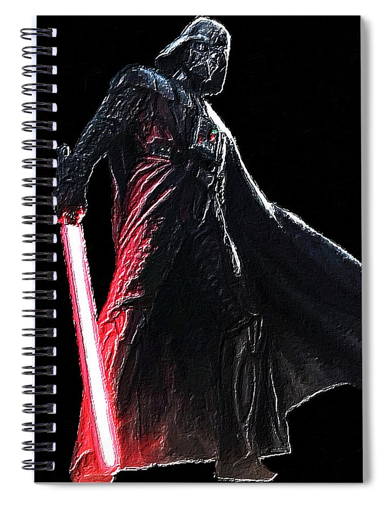 Darth Vader Spiral Notebook featuring the painting Darth Vader Star Wars by Tony Rubino