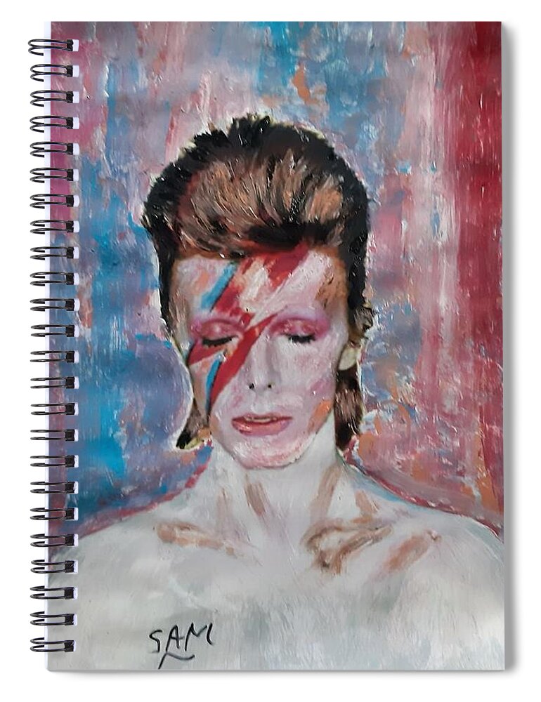 Ground Control Spiral Notebook featuring the painting David Bowie #2 by Sam Shaker
